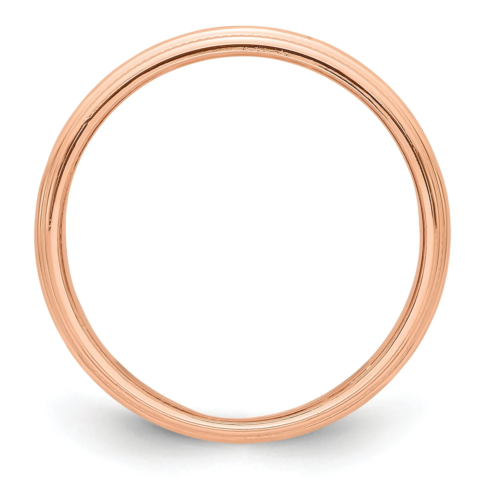 14k Rose Gold 3mm Milgrain Half-Round Wedding Band Size 4