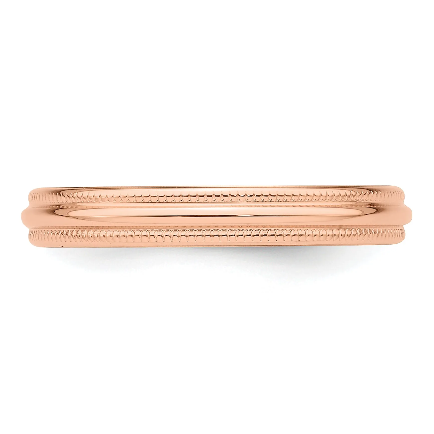 14k Rose Gold 3mm Milgrain Half-Round Wedding Band Size 4