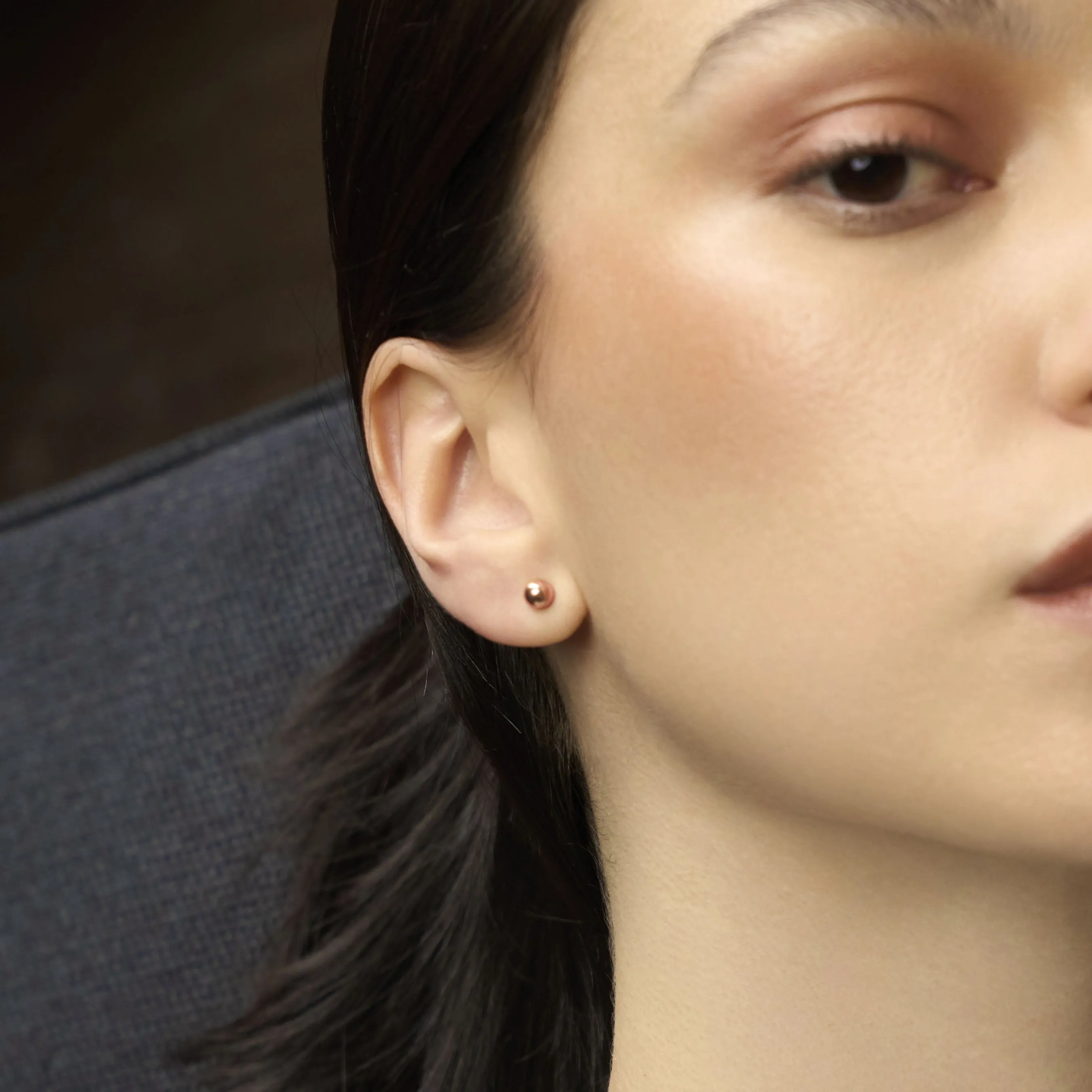 14k Solid Gold Sphere Studs 5mm