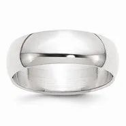 14k White Gold 7mm Half-Round Wedding Band Ring