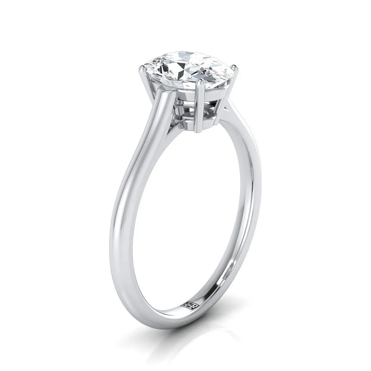 14K White Gold Oval Garnet Cathedral Style Comfort Fit Solitaire Engagement Ring