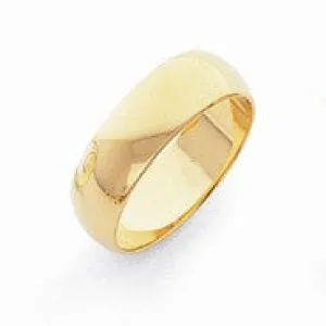 14k Yellow Gold Lightweight Half-Round Wedding Band Ring