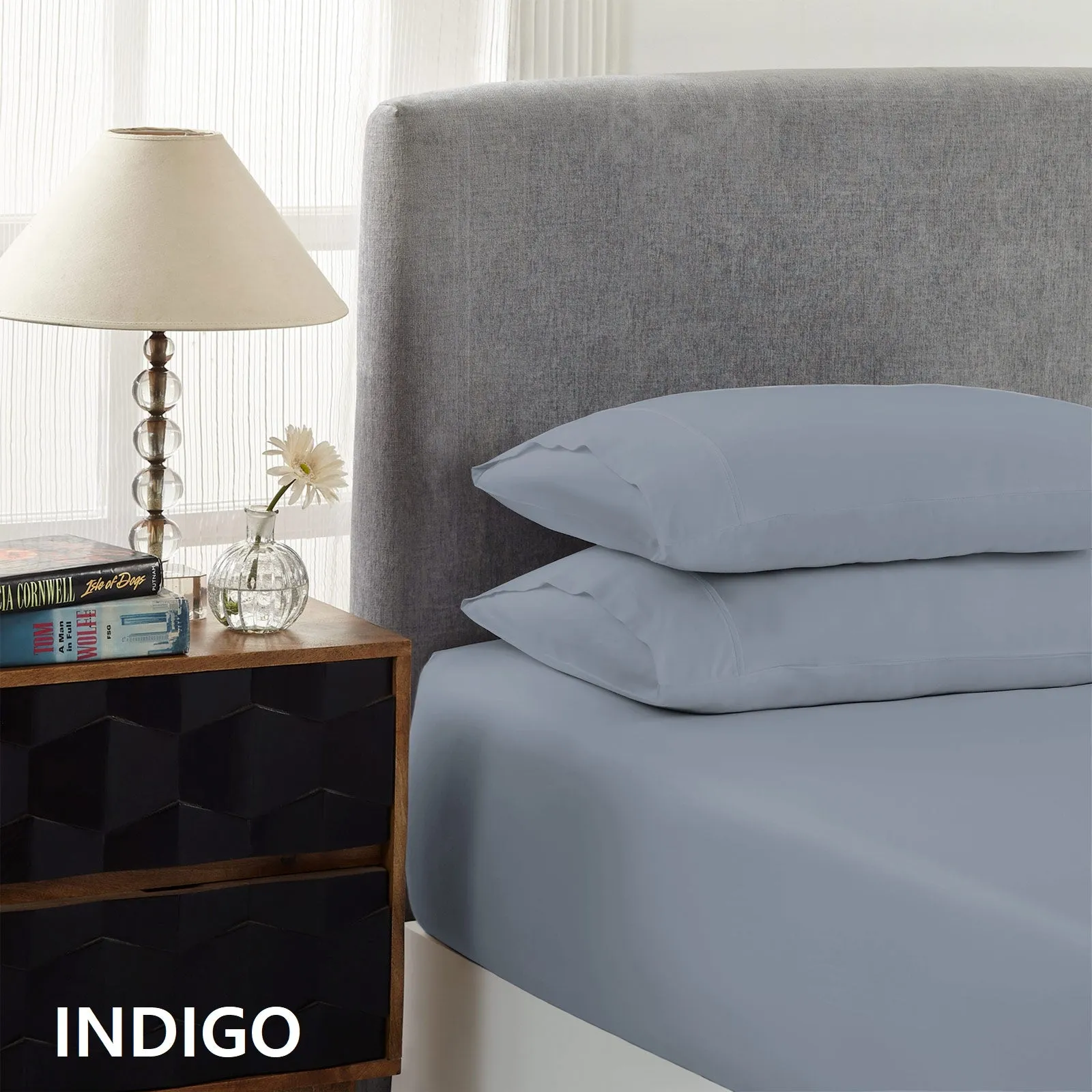 1500 Thread Count Cotton Rich Sheet Set | Ultra Soft Bedding | 3 Piece | Double | Indigo