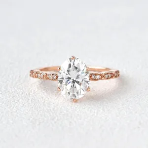 1.5ct Oval Cut Moissanite Rose Gold Ring