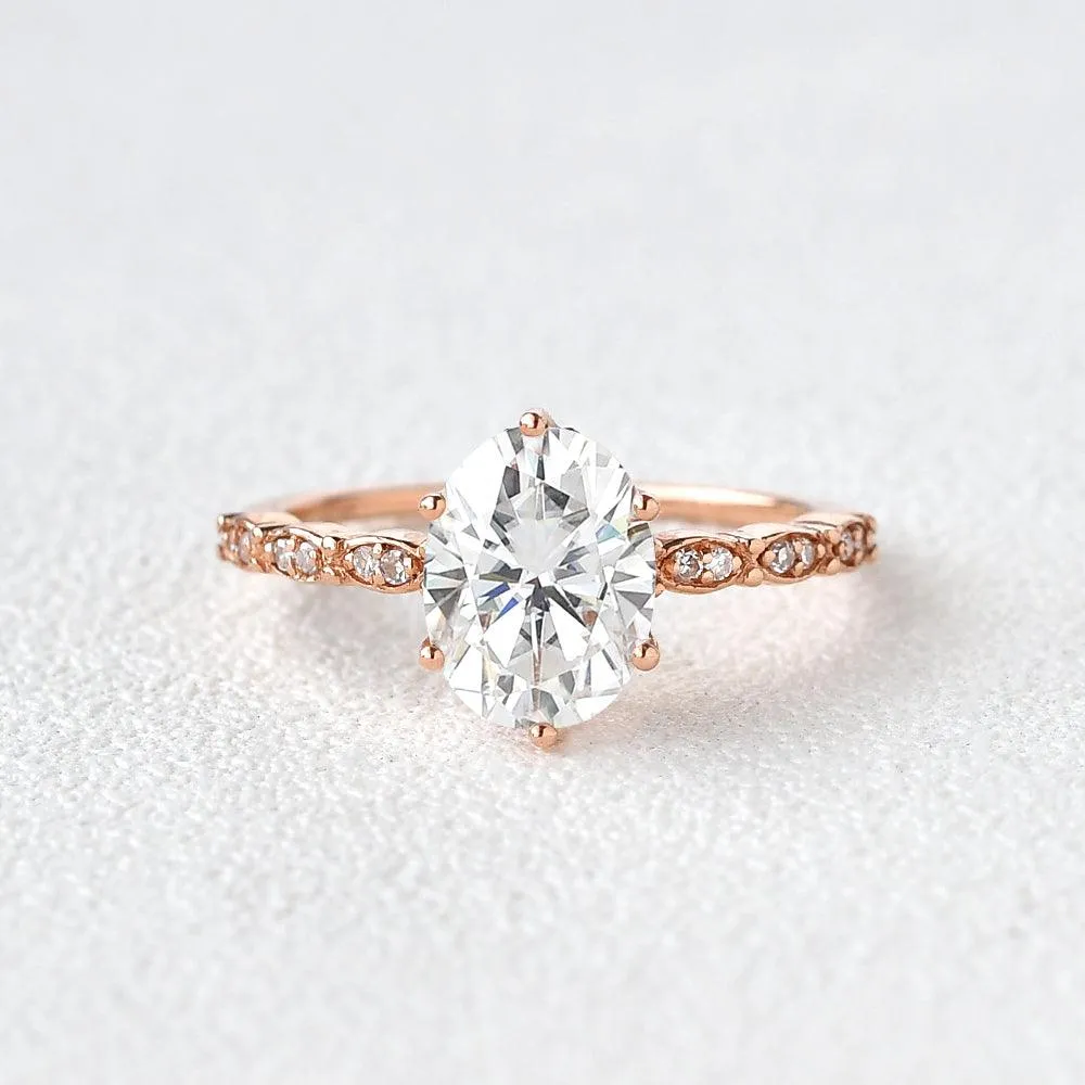 1.5ct Oval Cut Moissanite Rose Gold Ring