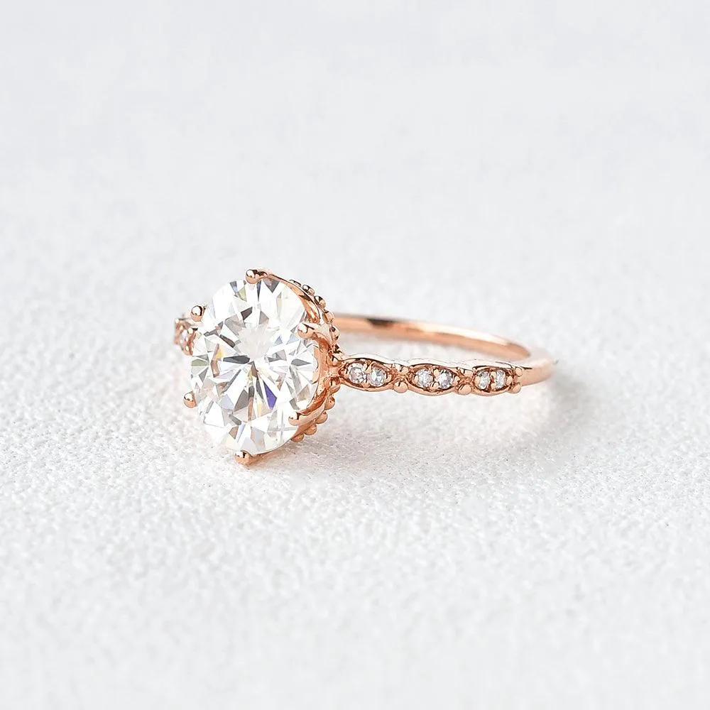 1.5ct Oval Cut Moissanite Rose Gold Ring