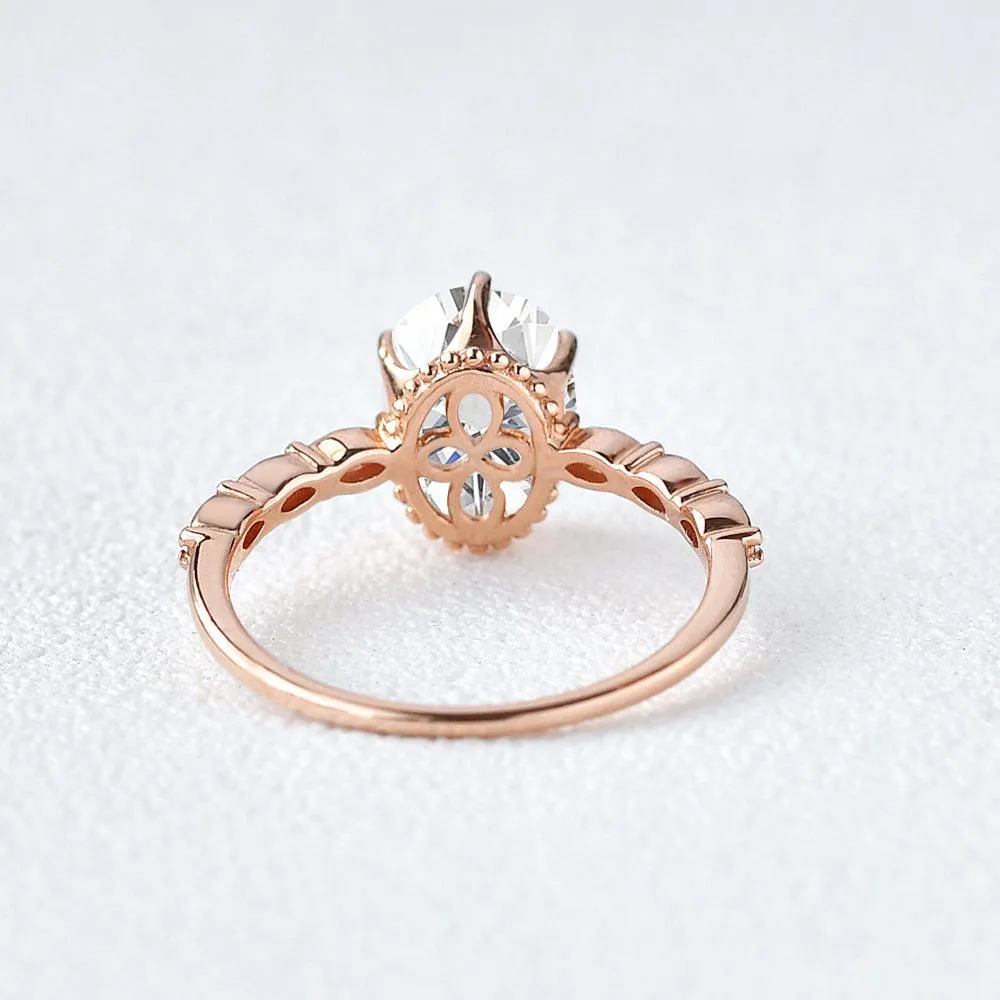 1.5ct Oval Cut Moissanite Rose Gold Ring