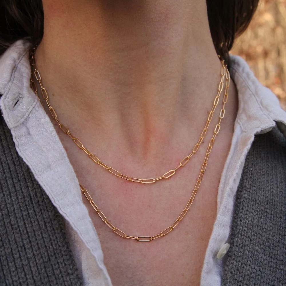 17" Gold Filled Paperclip Chain Long