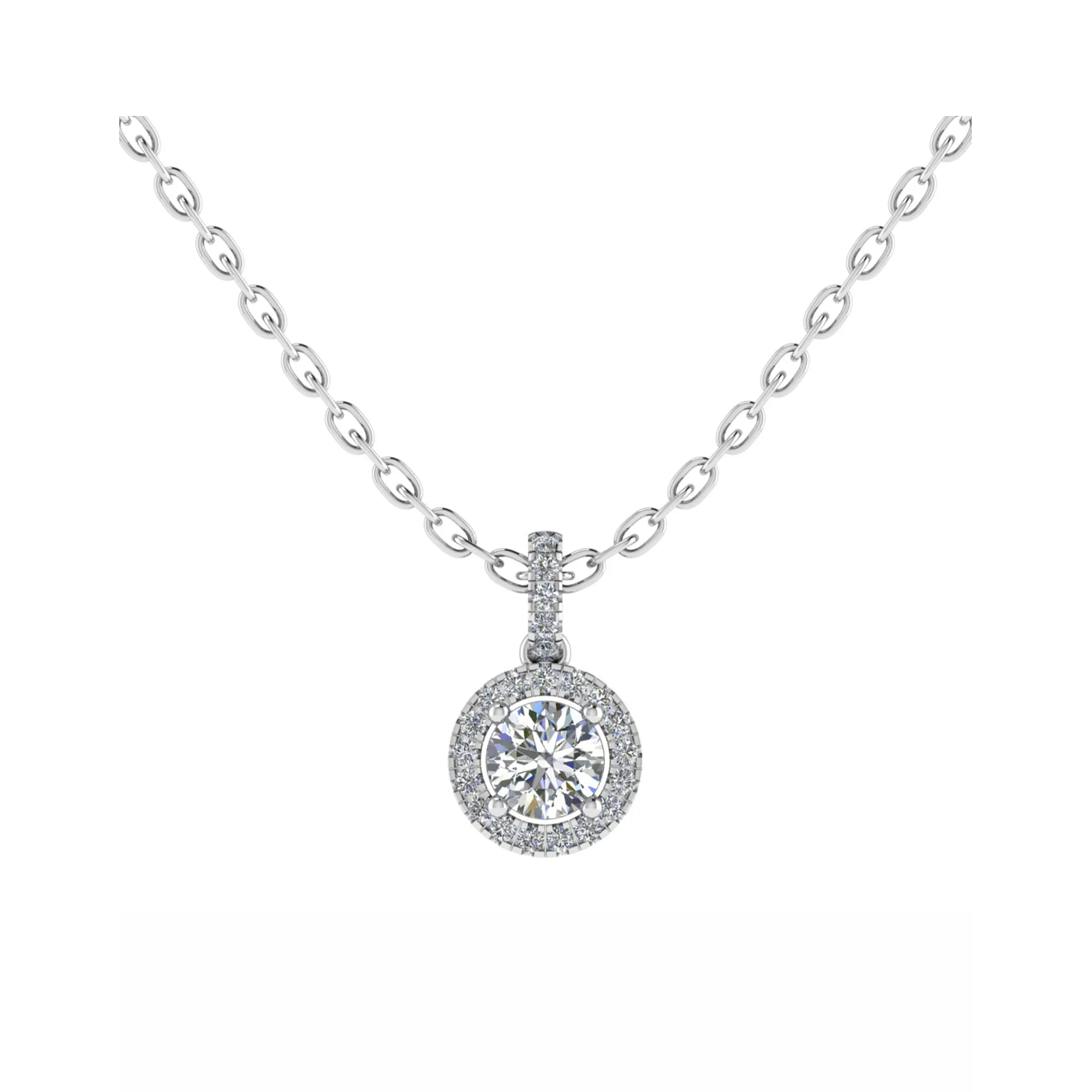 18CT Dia. Cool Necklaces For girls in White Gold Mt RD 3.5mm D 0.06ct 0.59gm