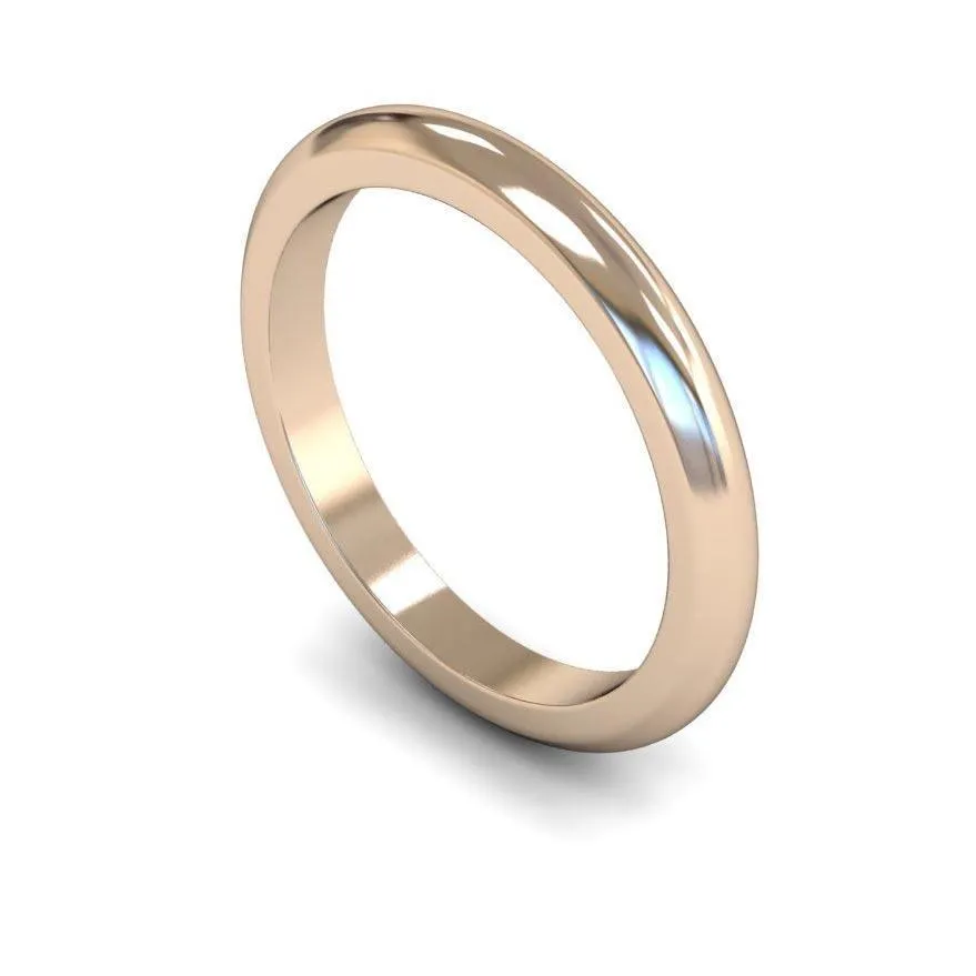 18ct Rose Gold Heavy Weight 'D' Shape 2.5mm Wedding Ring