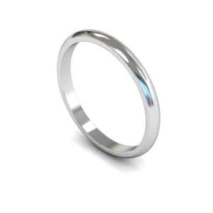18ct White Gold Light Weight 'D' Shape 2mm Wedding Ring