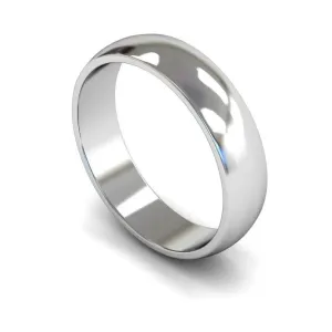 18ct White Gold Light Weight 'D' Shape 5mm Wedding Ring