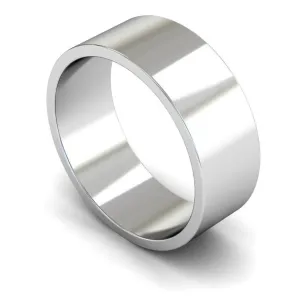 18ct White Gold Light Weight Flat 8mm Wedding Ring
