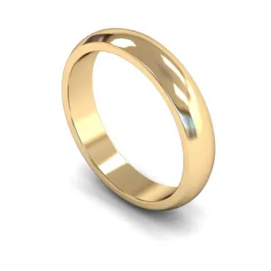 18ct Yellow Gold Medium Weight 'D' Shape 4mm Wedding Ring