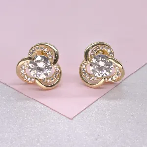 18k Gold Filled Dainty Flower Stud with CZ Center Stone, Dainty Jewlery, Kids Stud, Minimalist Stud