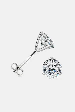 2 Ct Moissanite Platinum Stud Earrings