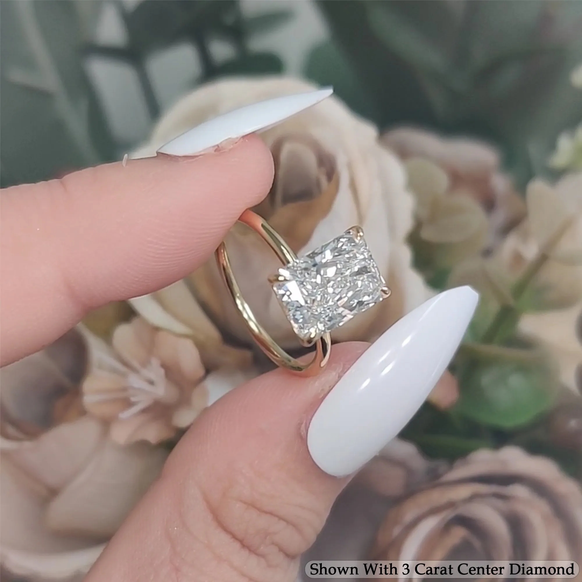 3 Carat Radiant Cut Lab Grown Diamond Solitaire Ring 14K Gold