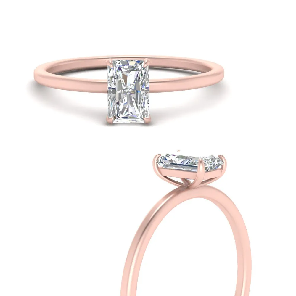3 Carat Radiant Cut Lab Grown Diamond Solitaire Ring 14K Gold