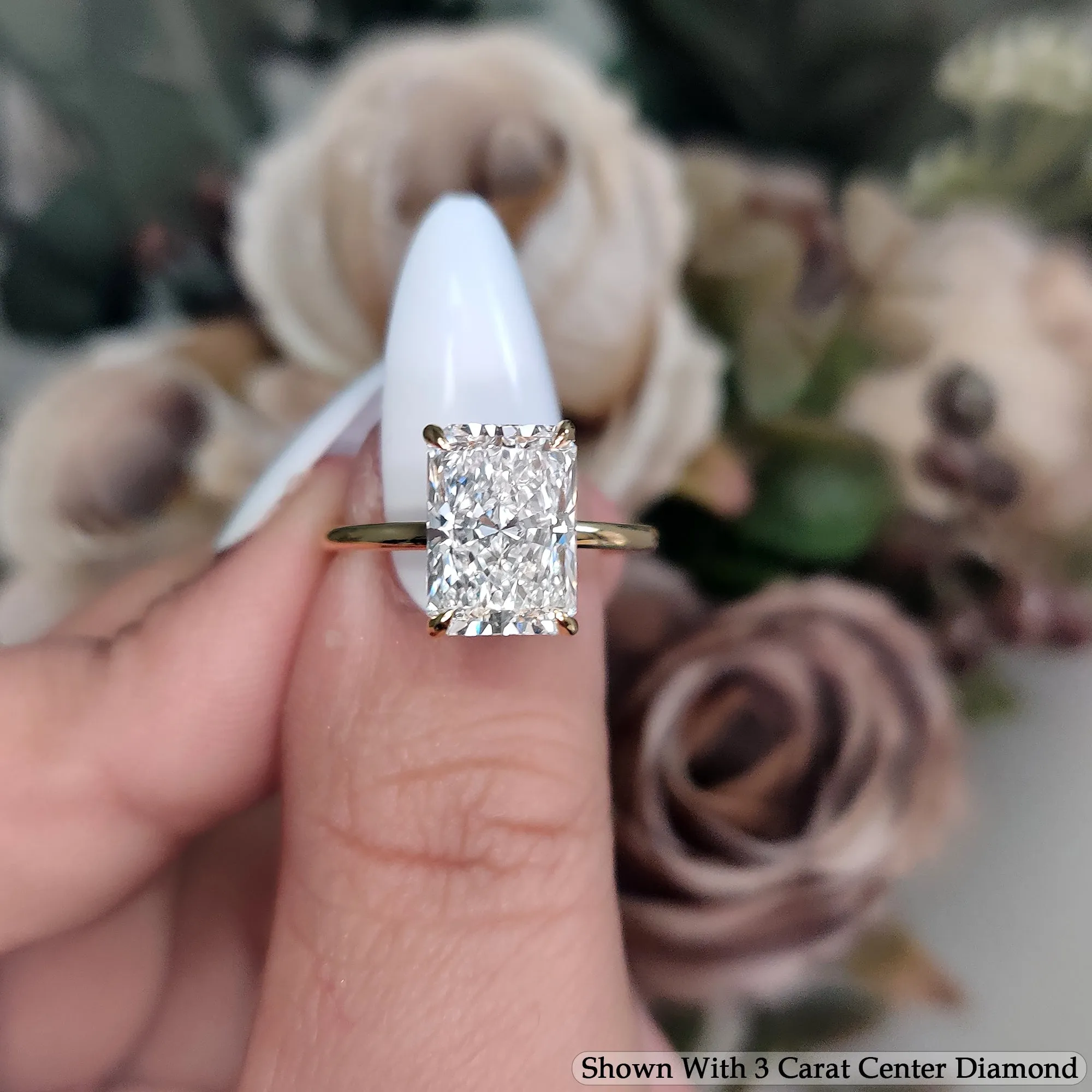 3 Carat Radiant Cut Lab Grown Diamond Solitaire Ring 14K Gold