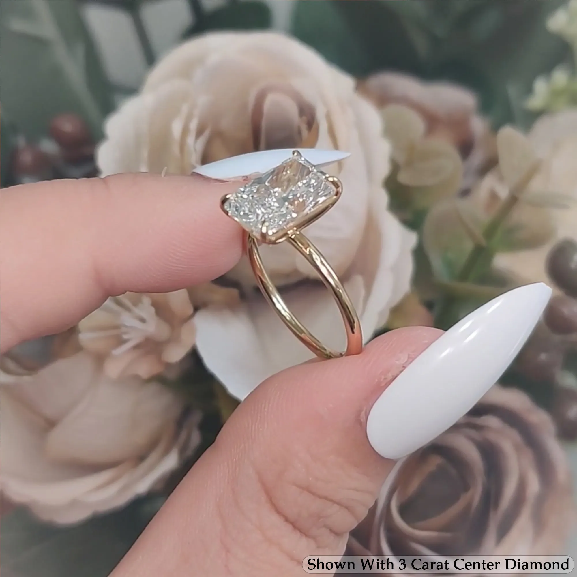 3 Carat Radiant Cut Lab Grown Diamond Solitaire Ring 14K Gold