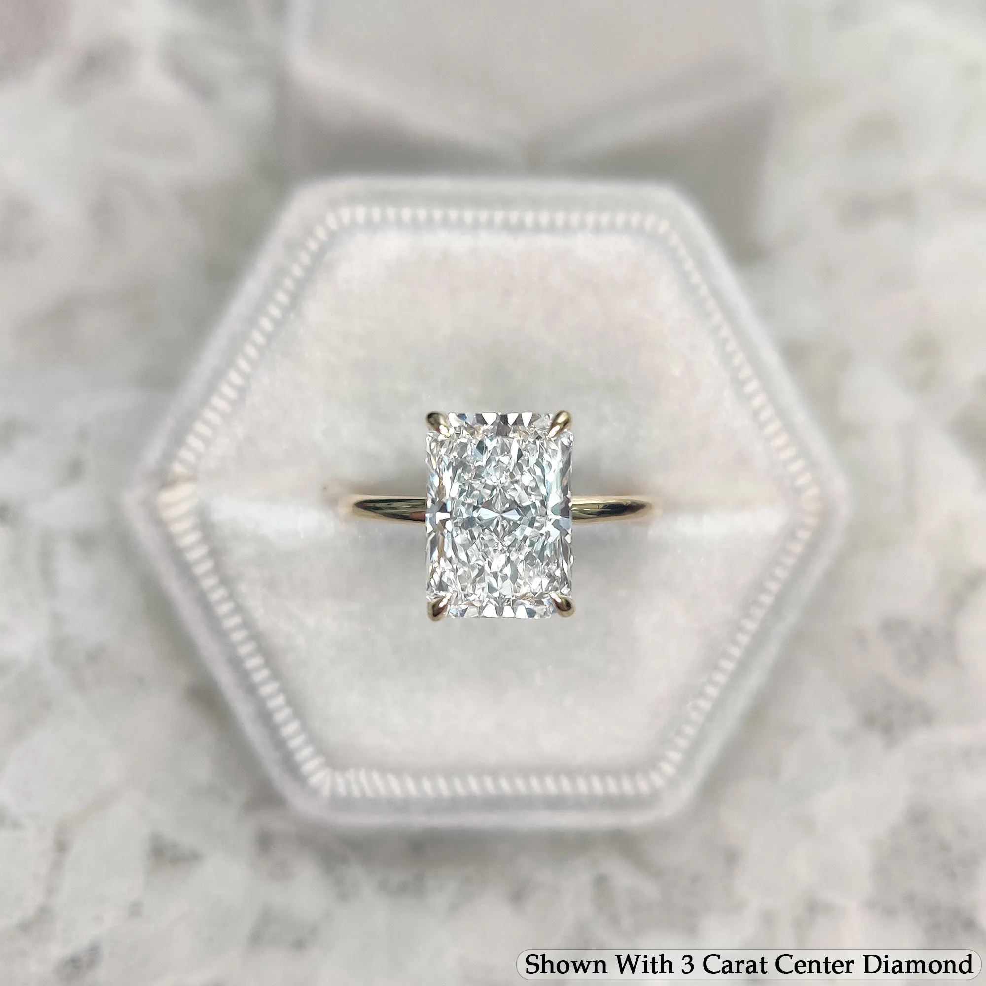 3 Carat Radiant Cut Lab Grown Diamond Solitaire Ring 14K Gold