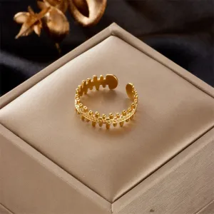 316L Stainless Steel Gold Color Open Ring For Women