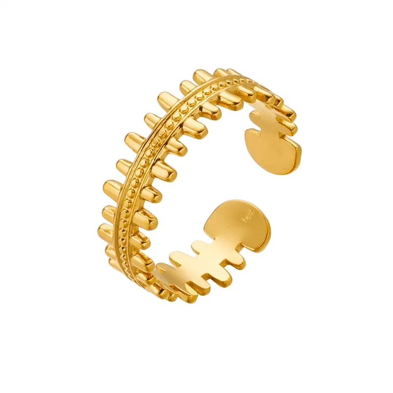 316L Stainless Steel Gold Color Open Ring For Women