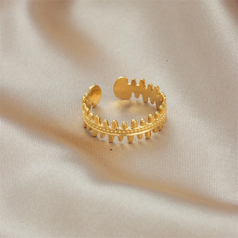 316L Stainless Steel Gold Color Open Ring For Women
