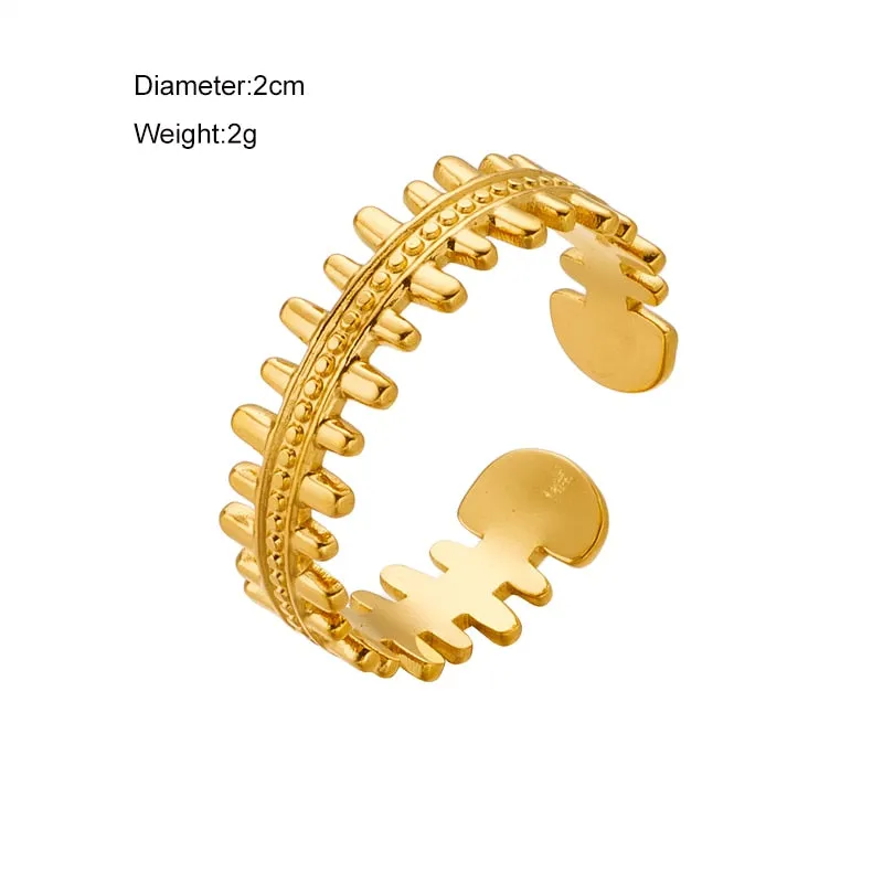 316L Stainless Steel Gold Color Open Ring For Women