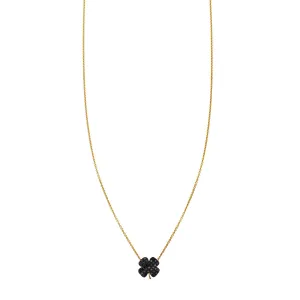 Black Diamond Four Leaf Clover Necklace