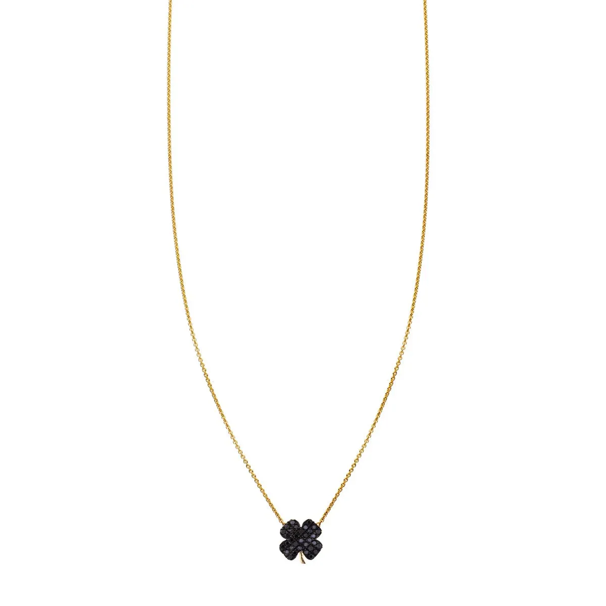 Black Diamond Four Leaf Clover Necklace