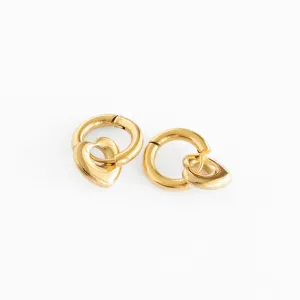 Bold Heart Charm Hoop Earring