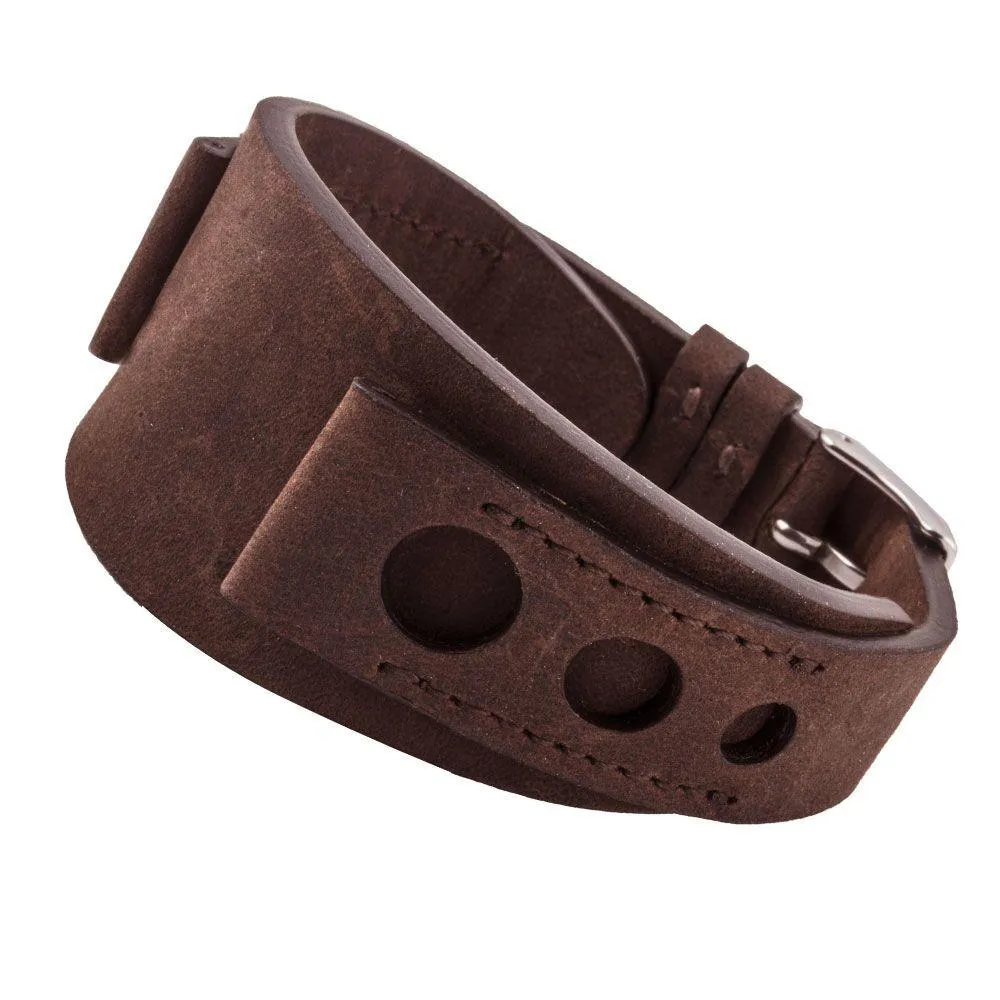 Bracelet bund vintage "racing" - Bracelet-montre cuir - Veau (noir, marron)