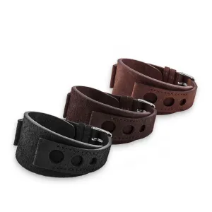 Bracelet bund vintage "racing" - Bracelet-montre cuir - Veau (noir, marron)