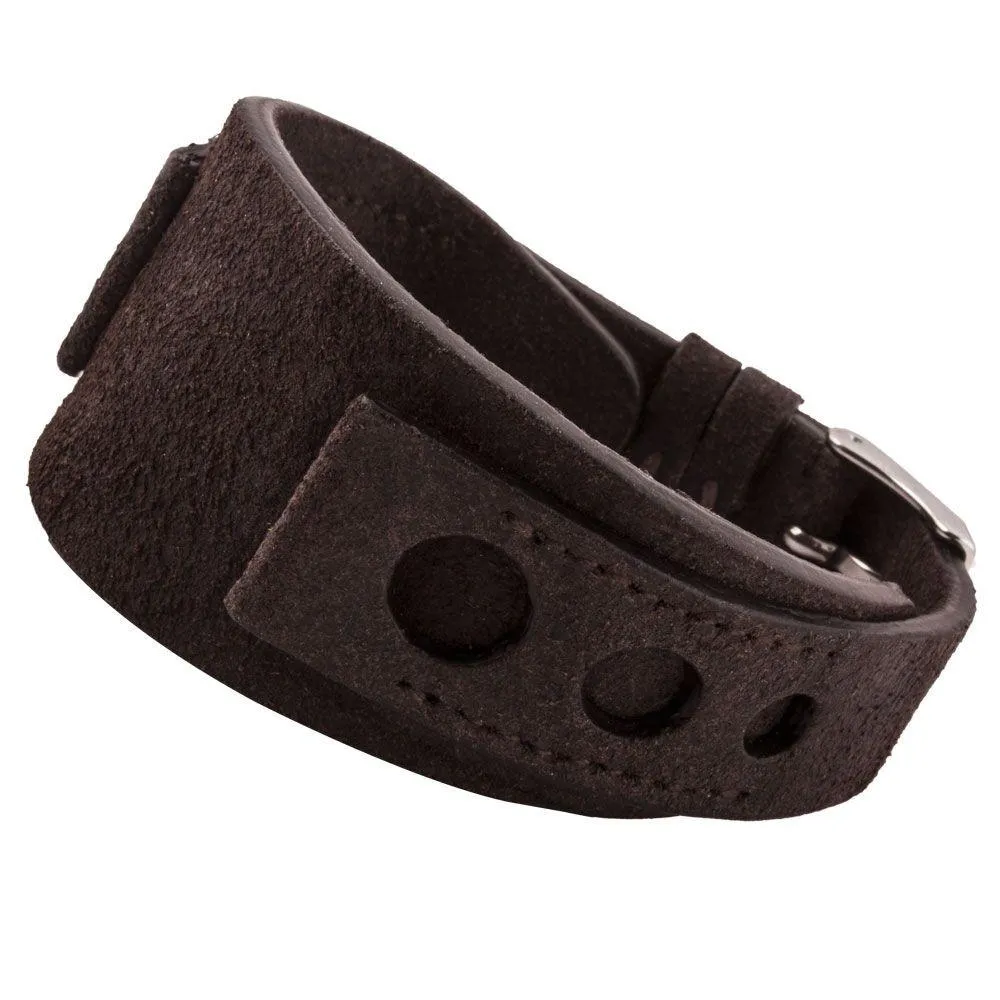 Bracelet bund vintage "racing" - Bracelet-montre cuir - Veau (noir, marron)