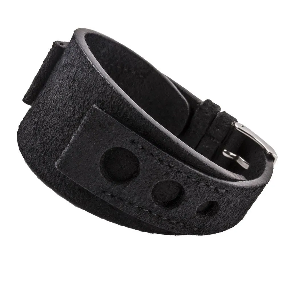 Bracelet bund vintage "racing" - Bracelet-montre cuir - Veau (noir, marron)