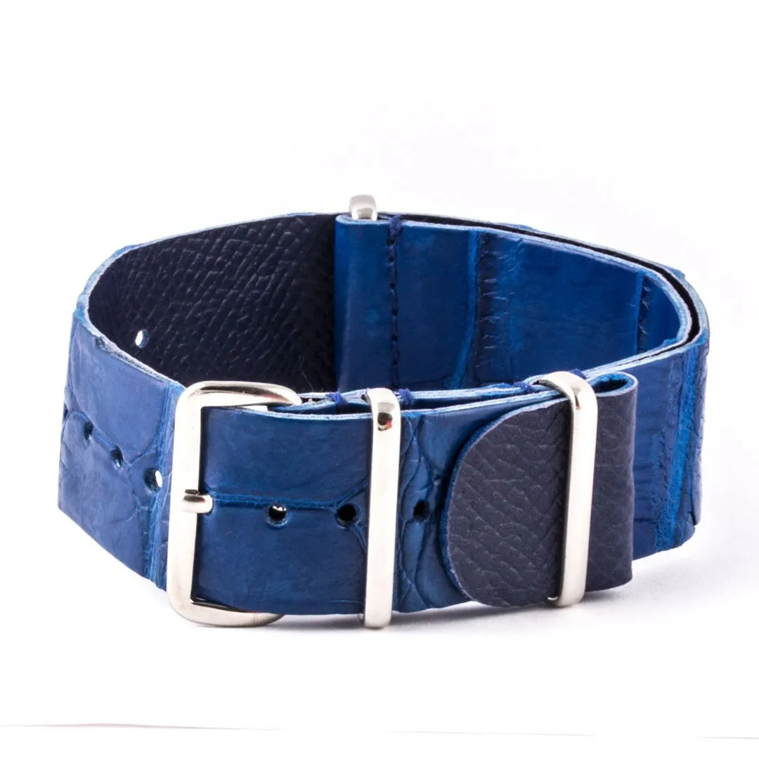 Bracelet montre Nato Wild cuir - Alligator sauvage (noir, marron, gris, bleu, rouge, orange, vert, orange...)