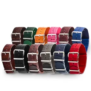 Bracelet montre Nato Wild cuir - Alligator sauvage (noir, marron, gris, bleu, rouge, orange, vert, orange...)