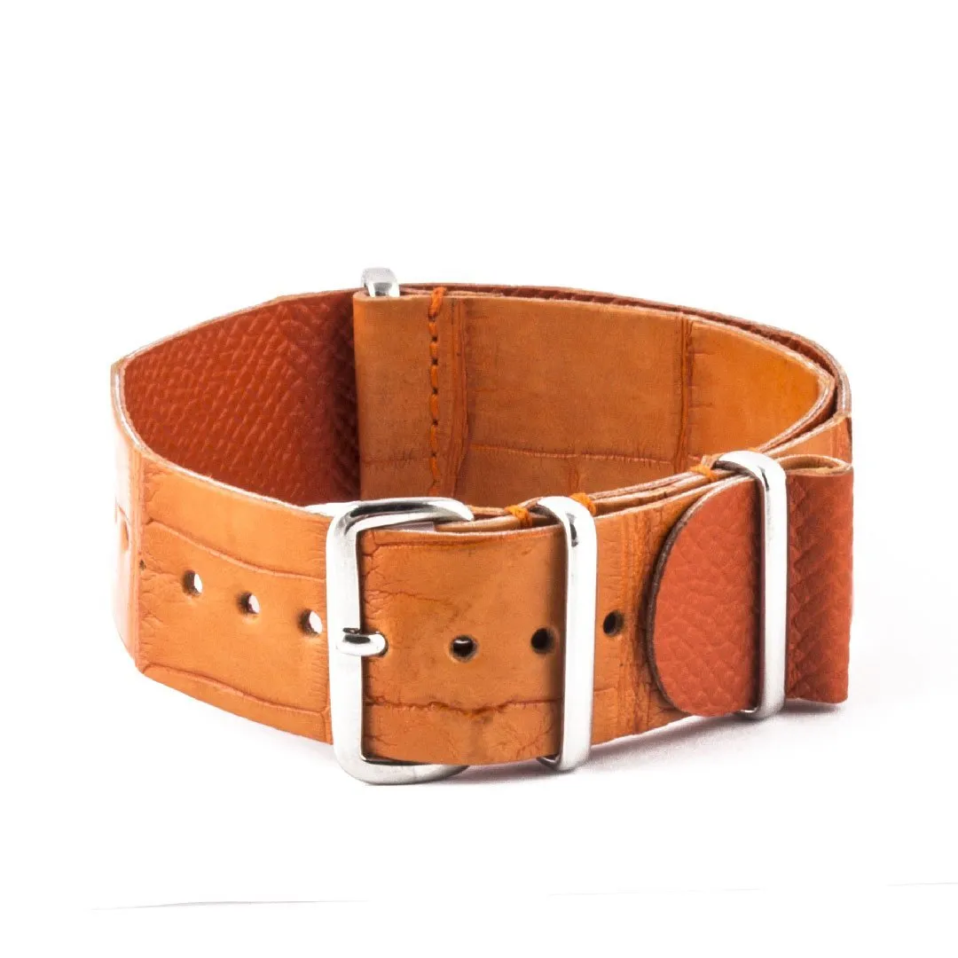 Bracelet montre Nato Wild cuir - Alligator sauvage (noir, marron, gris, bleu, rouge, orange, vert, orange...)
