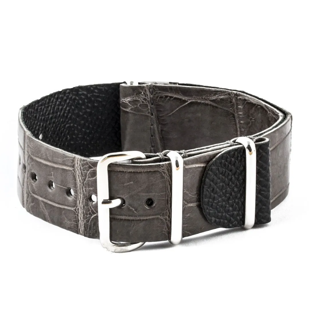 Bracelet montre Nato Wild cuir - Alligator sauvage (noir, marron, gris, bleu, rouge, orange, vert, orange...)