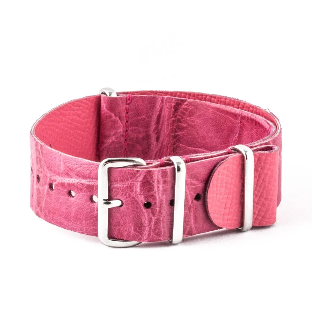 Bracelet montre Nato Wild cuir - Alligator sauvage (noir, marron, gris, bleu, rouge, orange, vert, orange...)