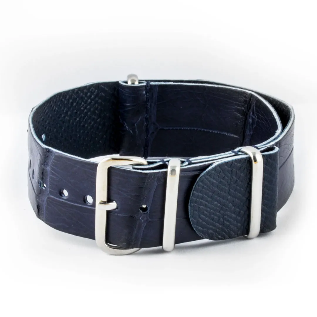 Bracelet montre Nato Wild cuir - Alligator sauvage (noir, marron, gris, bleu, rouge, orange, vert, orange...)