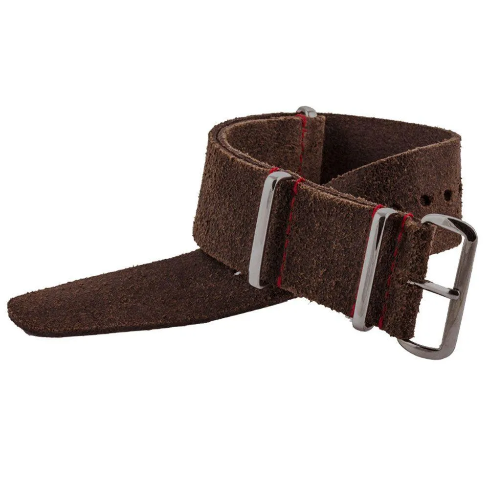 Breitling Navitimer - Bracelet de montre nato cuir - Veau brossé (marron foncé, marron moyen)