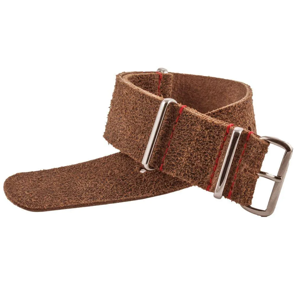 Breitling Navitimer - Bracelet de montre nato cuir - Veau brossé (marron foncé, marron moyen)