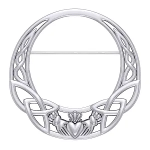 Celtic Claddagh Heritage: Sterling Silver Brooch by Peter Stone Jewelry - Traditional Irish Symbolism TBC168