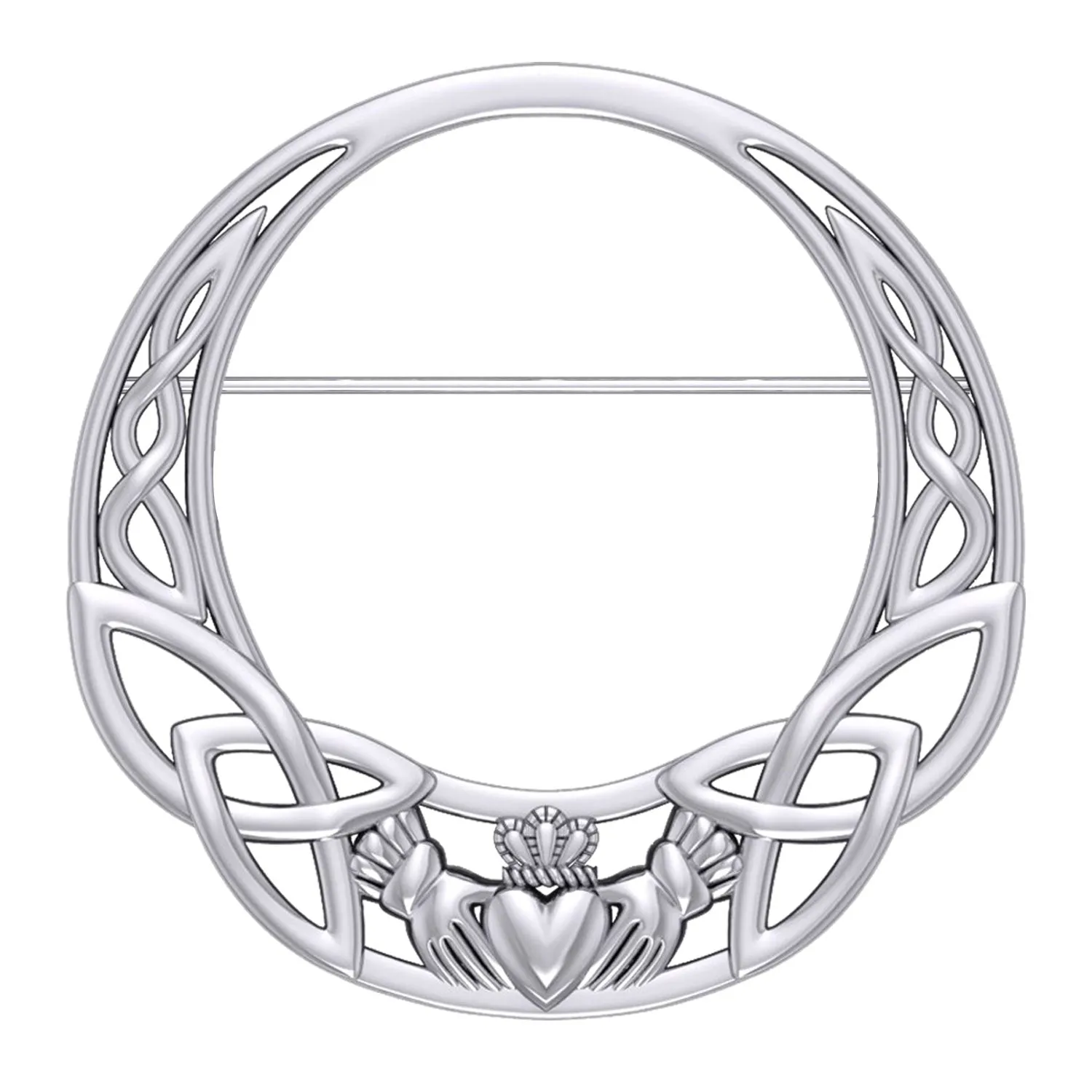 Celtic Claddagh Heritage: Sterling Silver Brooch by Peter Stone Jewelry - Traditional Irish Symbolism TBC168