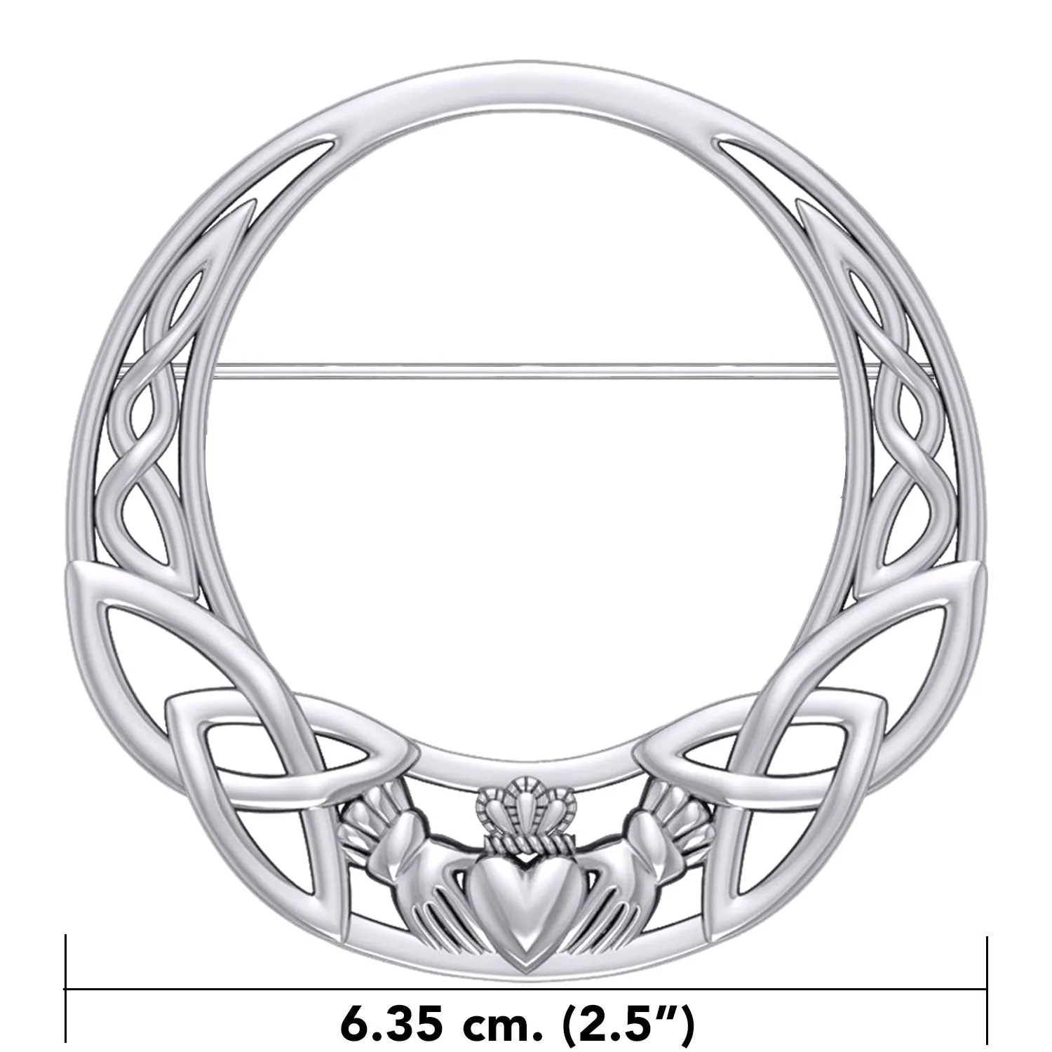 Celtic Claddagh Heritage: Sterling Silver Brooch by Peter Stone Jewelry - Traditional Irish Symbolism TBC168