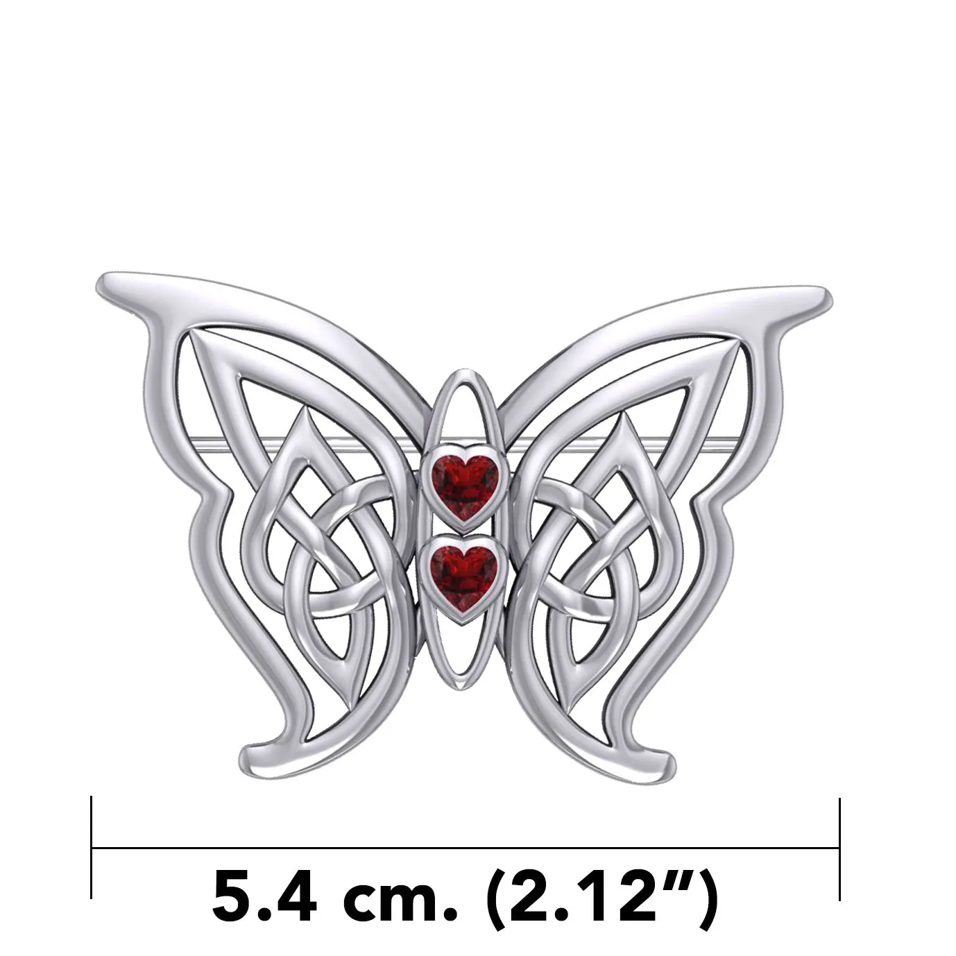 Celtic Transformation Elegance : Sterling Silver Butterfly Brooch with Heart Gemstone by Peter Stone Jewelry TBC167