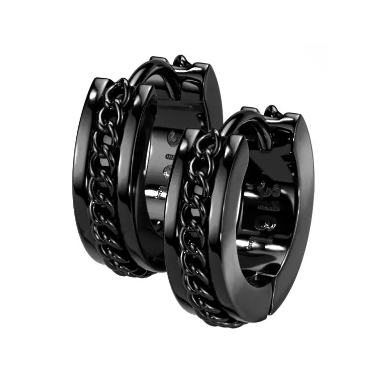 Chain Lined Huggie Earrings