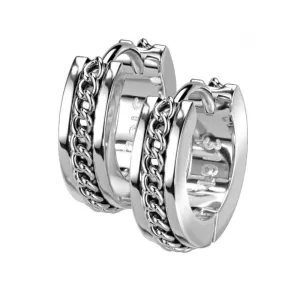 Chain Lined Huggie Earrings